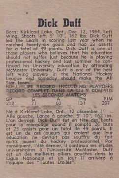 1958-59 Parkhurst #29 Dick Duff back image