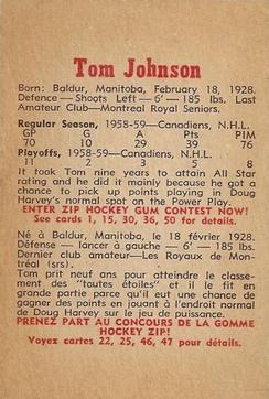 1959-60 Parkhurst #10 Tom Johnson back image