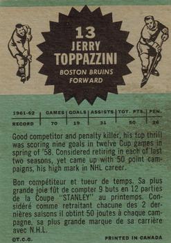 1962-63 Topps #13 Jerry Toppazzini back image