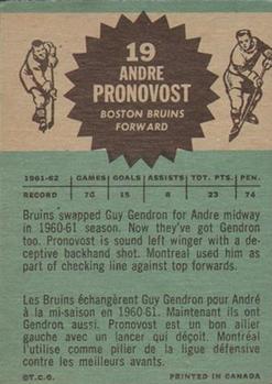 1962-63 Topps #19 Andre Pronovost back image