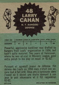 1962-63 Topps #48 Larry Cahan back image