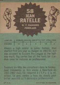 1962-63 Topps #58 Jean Ratelle back image