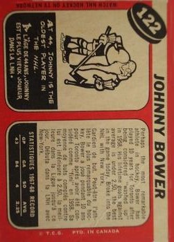 1968-69 O-Pee-Chee #122 Johnny Bower back image