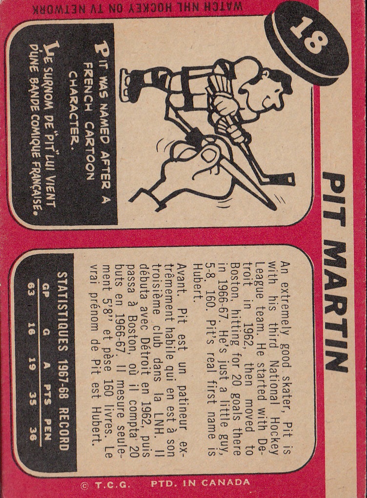 1968-69 Topps #18 Pit Martin back image