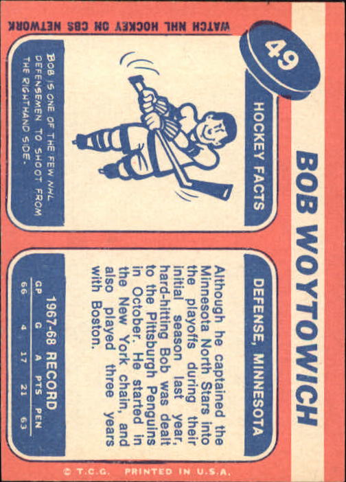 1968-69 Topps #49 Bob Woytowich back image