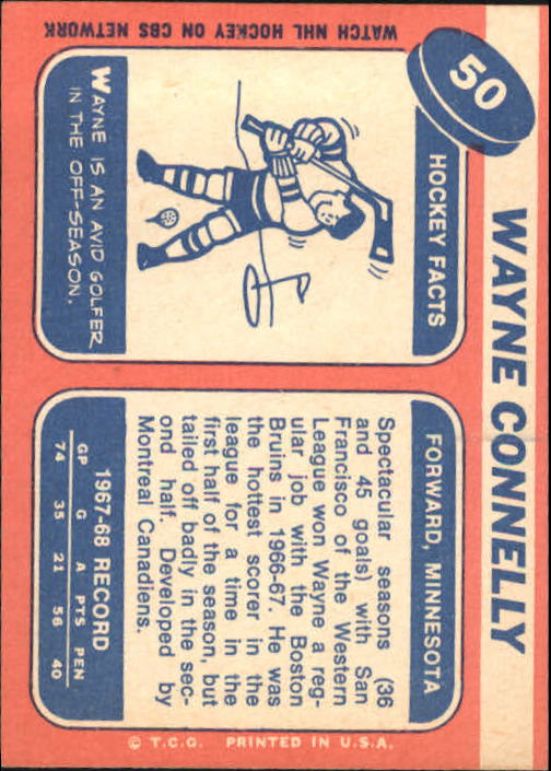 1968-69 Topps #50 Wayne Connelly back image