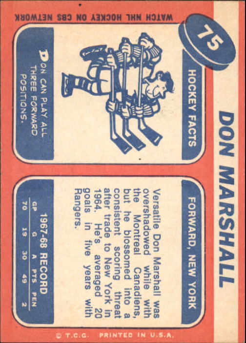 1968-69 Topps #75 Don Marshall back image