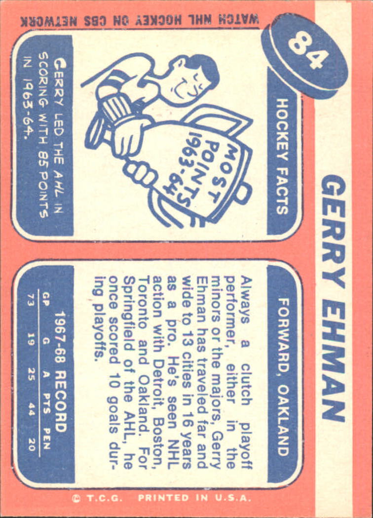 1968-69 Topps #84 Gerry Ehman back image
