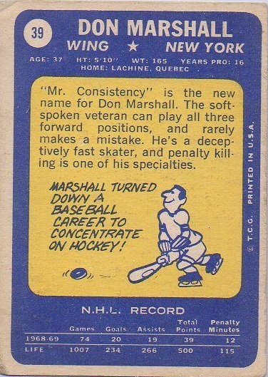 1969-70 Topps #39 Don Marshall back image
