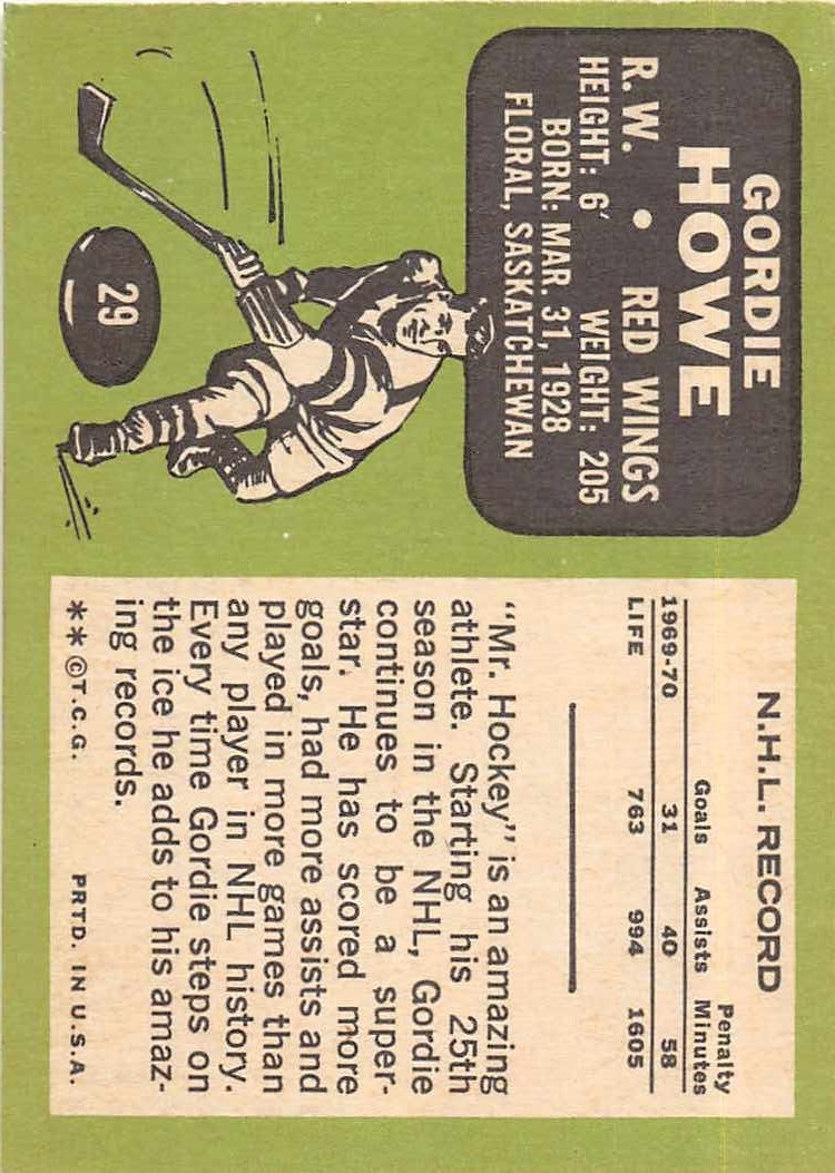 1970-71 Topps #29 Gordie Howe back image