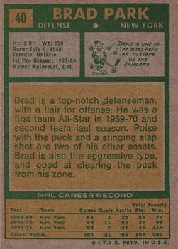1971-72 Topps #40 Brad Park back image