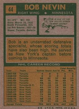 1971-72 Topps #44 Bob Nevin back image