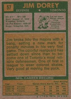 1971-72 Topps #57 Jim Dorey back image