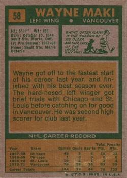 1971-72 Topps #58 Wayne Maki back image