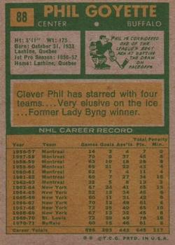 1971-72 Topps #88 Phil Goyette back image