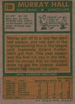 1971-72 Topps #109 Murray Hall back image