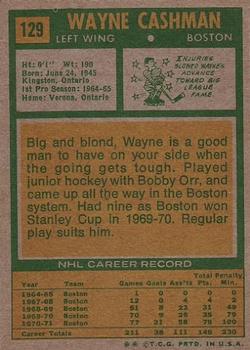1971-72 Topps #129 Wayne Cashman back image