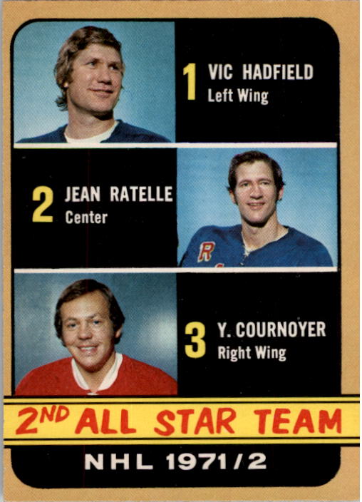 1972-73 O-Pee-Chee #250 Jean Ratelle/Yvan Cournoyer/Vic Hadfield AS2
