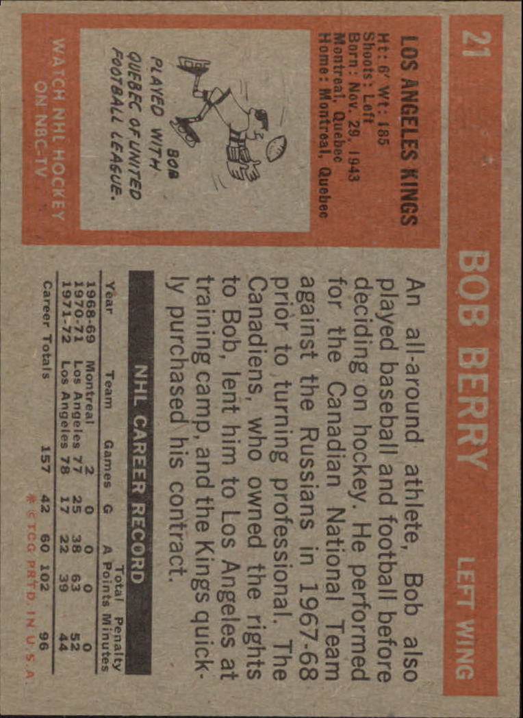 1972-73 Topps #21 Bob Berry DP back image
