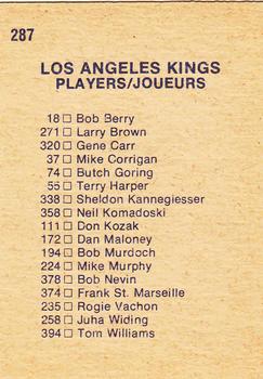 1974-75 O-Pee-Chee #287 Kings Team CL back image