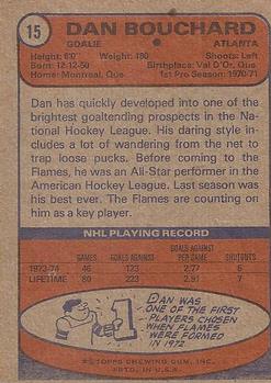 1974-75 Topps #15 Dan Bouchard back image