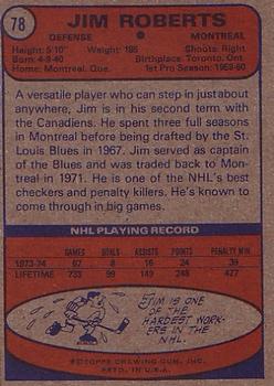 1974-75 Topps #78 Jim Roberts back image