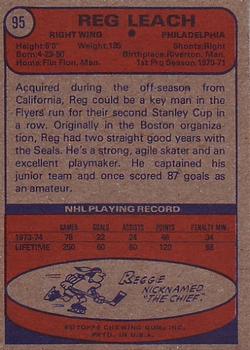 1974-75 Topps #95 Reggie Leach back image