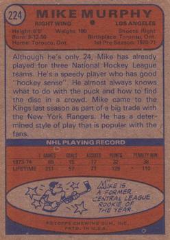 1974-75 Topps #224 Mike Murphy back image