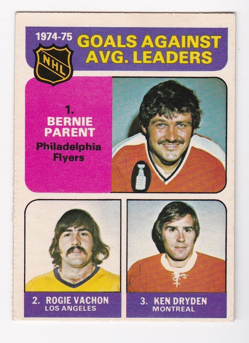 1975-76 O-Pee-Chee #213 Goals Against/Average Leaders/Bernie Parent/Rogatien Vachon/Ken Dryden