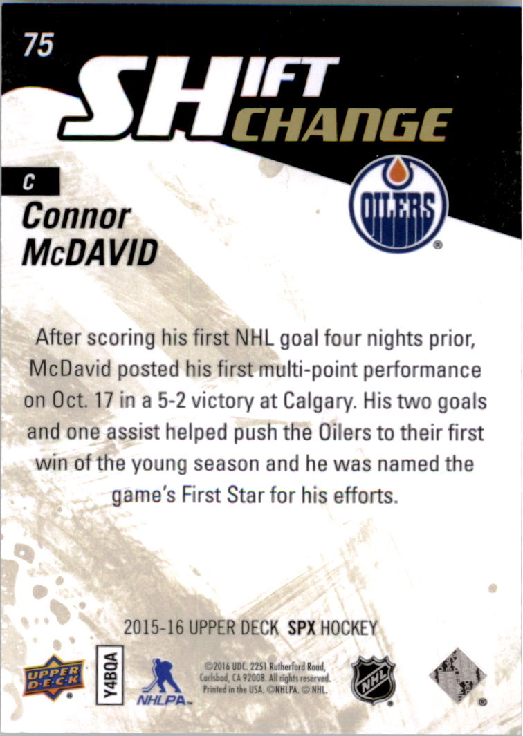 2015-16 SPx #75 Connor McDavid SC back image