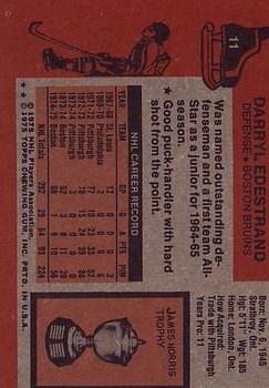 1975-76 Topps #11 Darryl Edestrand back image