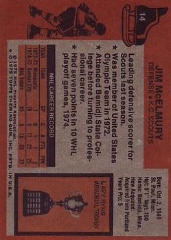 1975-76 Topps #14 Jim McElmury RC back image