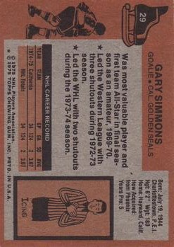 1975-76 Topps #29 Gary Simmons back image