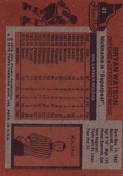1975-76 Topps #31 Bryan Watson back image