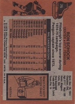 1975-76 Topps #75 Ron Schock back image