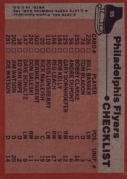 1975-76 Topps #95 Flyers Team CL UER back image