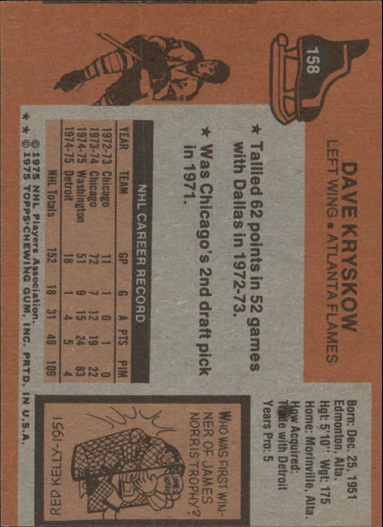 1975-76 Topps #158 Dave Kryskow back image