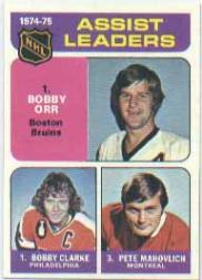 1975-76 Topps #209 Assists Leaders/Bobby Clarke/Bobby Orr/Pete Mahovlich