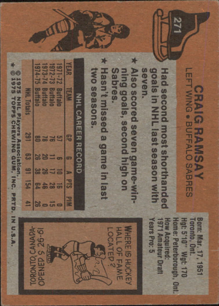 1975-76 Topps #271 Craig Ramsay back image