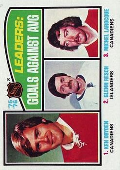 1976-77 Topps #6 Goals Against/Average Leaders/Ken Dryden/Glenn Resch/Michel Larocque