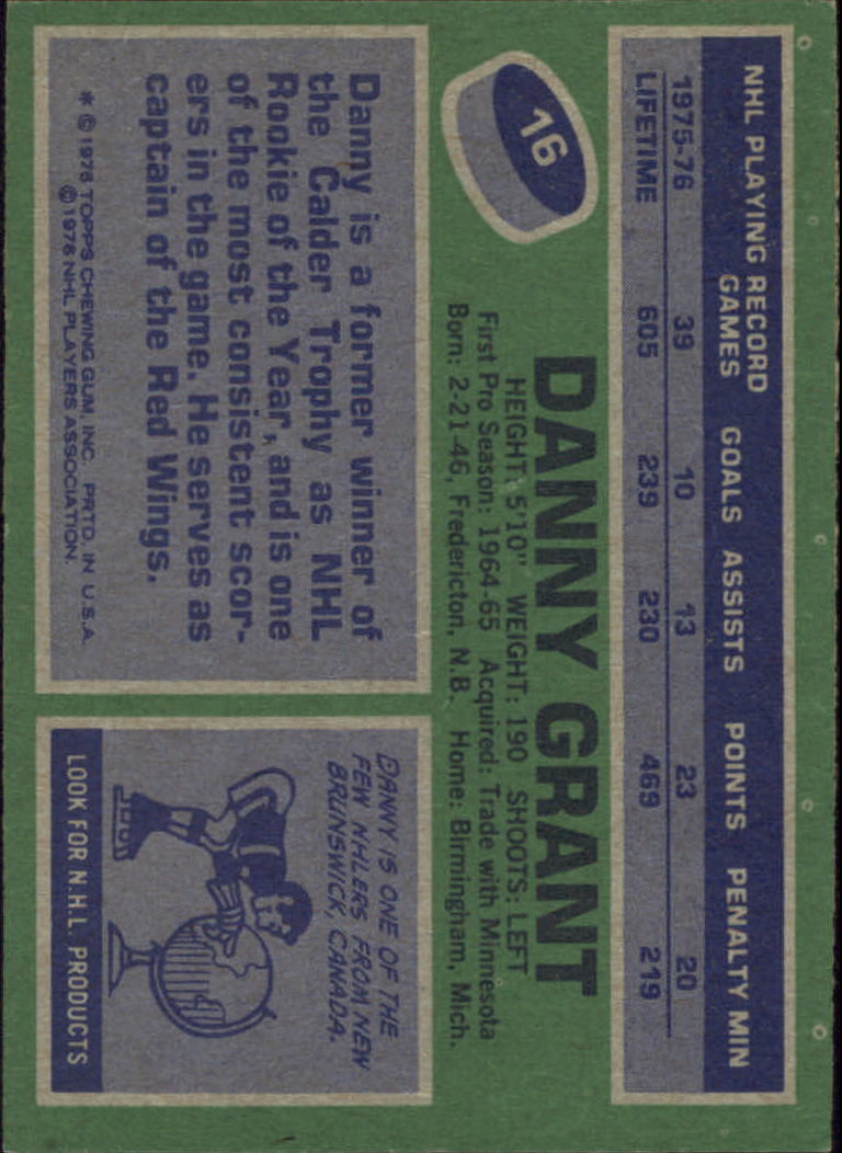 1976-77 Topps #16 Danny Grant back image