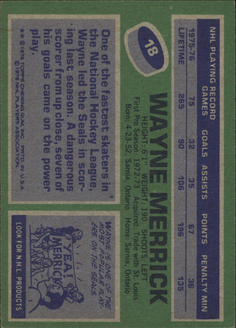 1976-77 Topps #18 Wayne Merrick back image