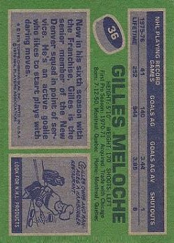 1976-77 Topps #36 Gilles Meloche back image