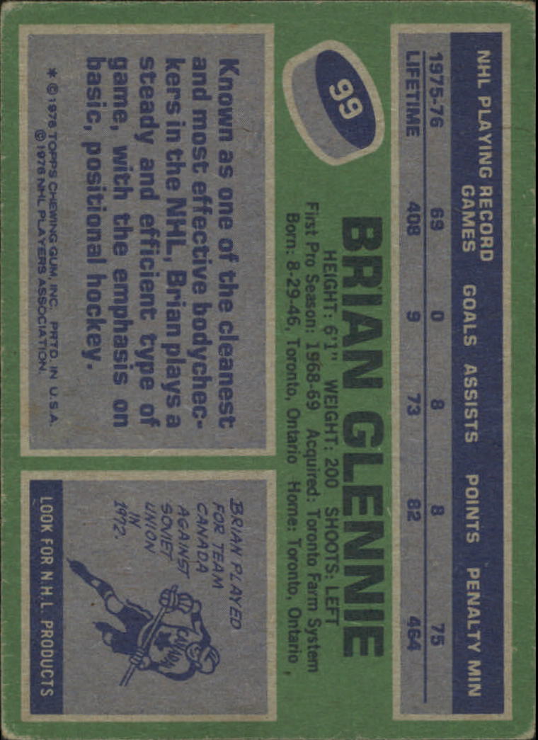 1976-77 Topps #99 Brian Glennie back image