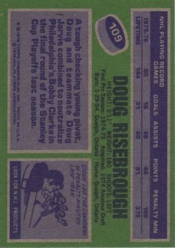 1976-77 Topps #109 Doug Risebrough back image