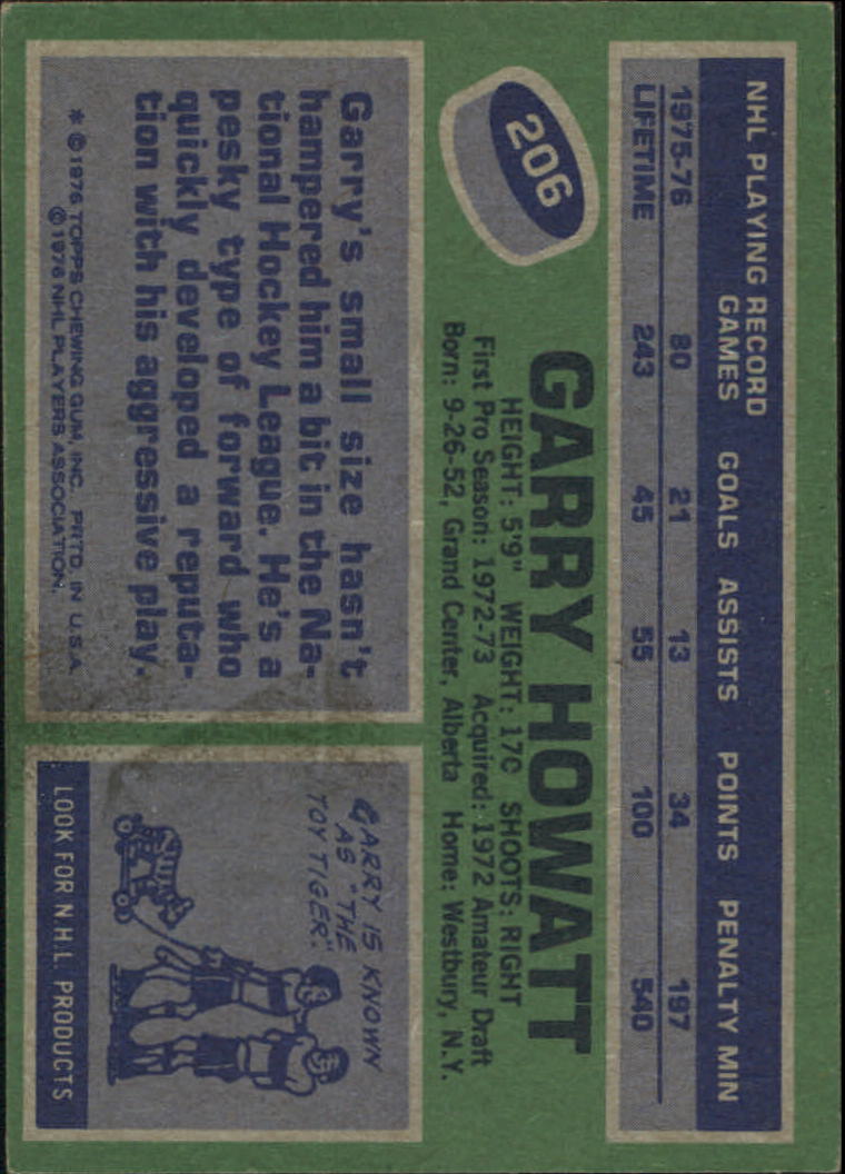 1976-77 Topps #206 Garry Howatt back image