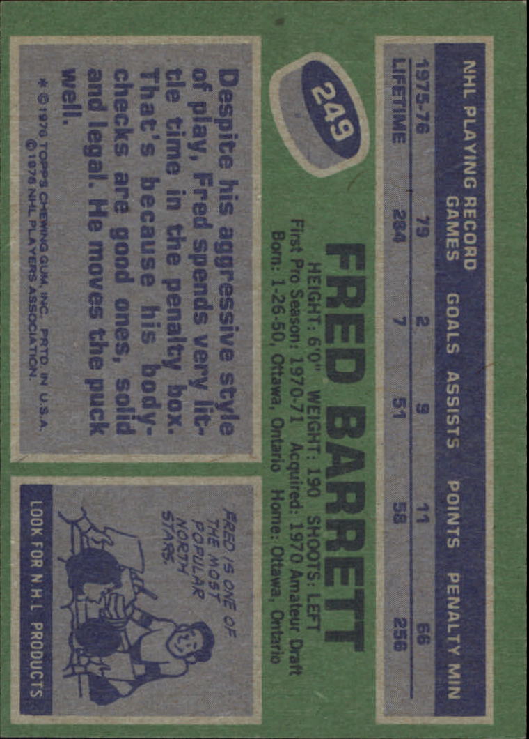 1976-77 Topps #249 Fred Barrett back image