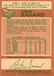 1977-78 O-Pee-Chee #118 Andre Savard back image