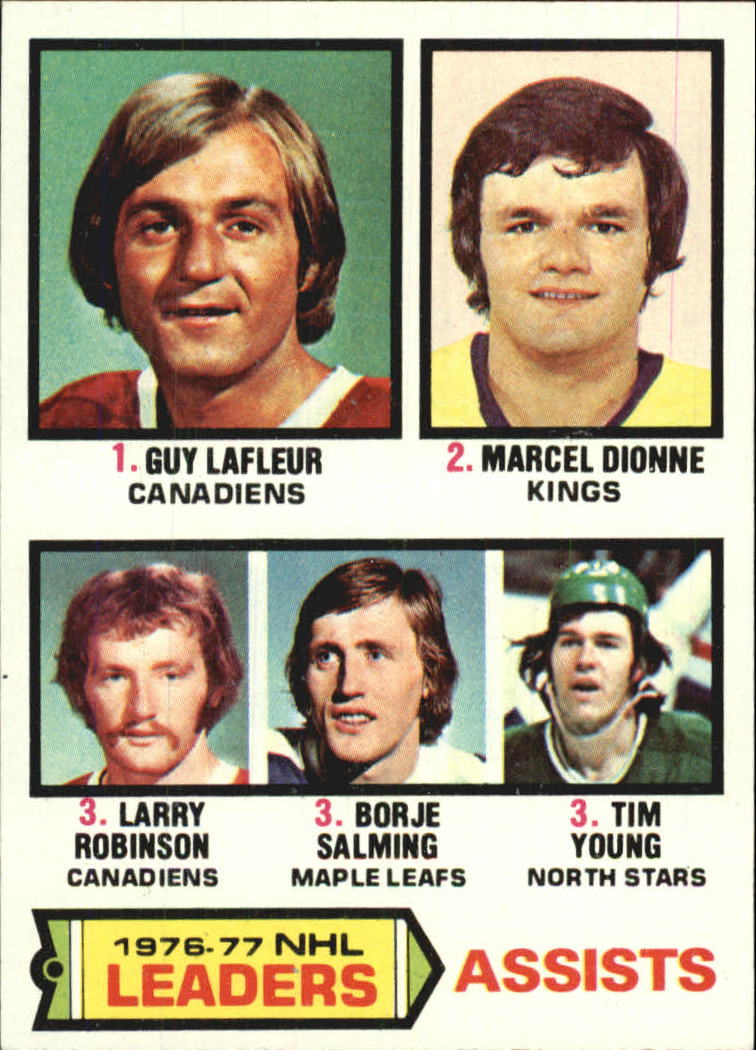 1977-78 Topps #2 Assists Leaders/Guy Lafleur/Marcel Dionne/Larry Robinson/Borje Salming/Tim Young