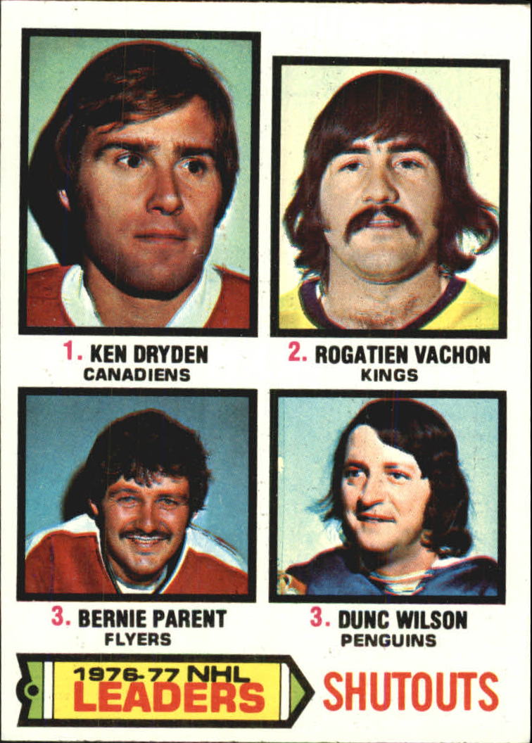 1977-78 Topps #8 Shutouts Leaders/Ken Dryden/Rogatien Vachon/Bernie Parent/Dunc Wilson